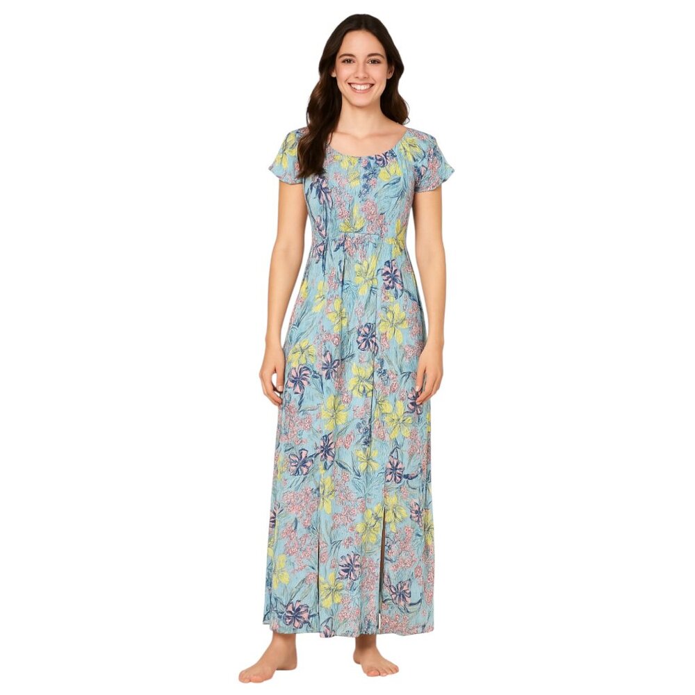 Soft Surroundings Floral Crinkle Maxi Dress Size S Multicolor Boho Cottagecore